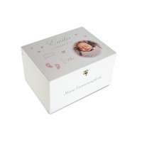 Erinnerungskiste mit eigenem Foto, Erinnerungsbox als Geschenk zur Geburt