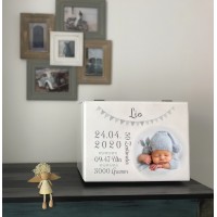 Memory box with your own photo and dates of birth