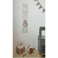 Kindermesslatte, personalisiert, Motiv Pinguin, 70cm-160cm, Massivholz