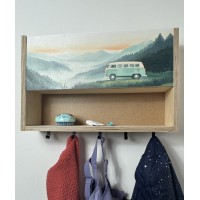 Kindergarderobe mit Haken und Fächern  I   4 Motive:  VW Bus in  4 Jahreszeiten