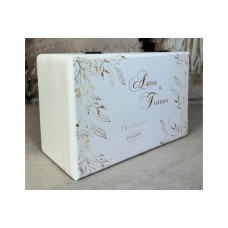 Hochzeitsbox mit goldenen Blättern und Schrift, Erinnerungskiste Hochzeit personalisiert