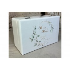 Hochzeitsbox Floral, Eukalyptus Kranz, Erinnerungskiste Hochzeit personalisiert