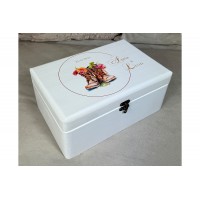 Hochzeitsbox, Erinnerungskiste Hochzeit personalisiert, rustikal mit Blumenstiefel 