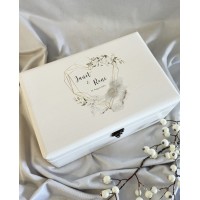 Hochzeitsbox, Erinnerungskiste mit goldenem Herz-Rahmen, personalisiert