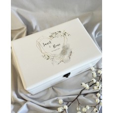 Hochzeitsbox, Erinnerungskiste mit goldenem Herz-Rahmen, personalisiert