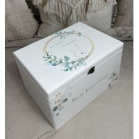 Personalisierte Erinnerungsbox Floral mit süßem Elefanten  zur Kommunion, Konfirmation oder Taufe