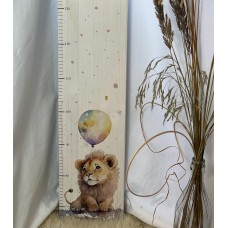 Kindermesslatte, personalisiert, Motiv Löwe, 70cm-160cm, Massivholz