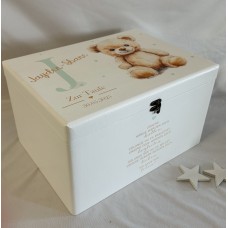 Erinnerungsbox Teddy Bär,  mit Geburtsdaten personalisiert