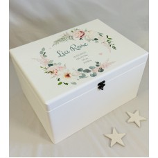 Erinnerungsbox Floral, Blumenkranz, mit Geburtsdaten personalisiert