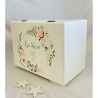 Erinnerungsbox Floral, Blumenkranz, mit Geburtsdaten personalisiert