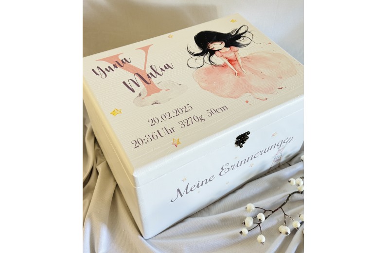 Erinnerungsbox Mädchen Schneewittchen, mit Geburtsdaten personalisiert