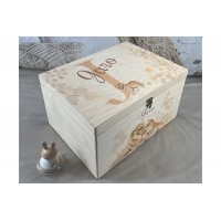 Natural memory box with the image of nature, the lion family and dates of birth 2